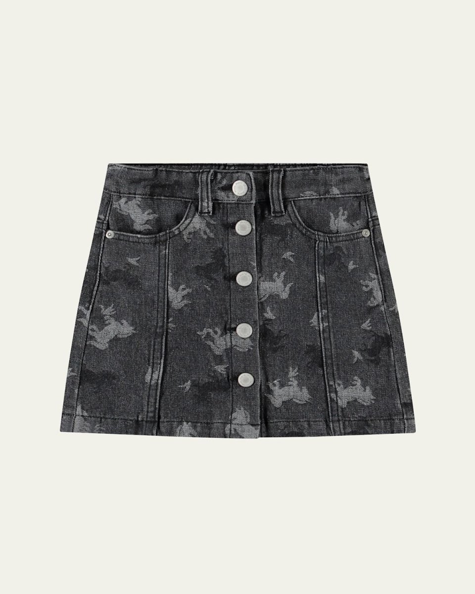 Girl's Bera Printed Denim Mini Skirt, Size 3T-6